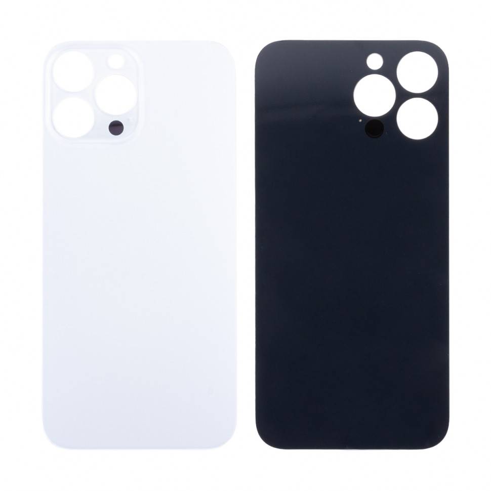 Задняя крышка для iPhone 13 Pro Max Белый (стекло, широкий вырез под камеру, логотип) - Премиум