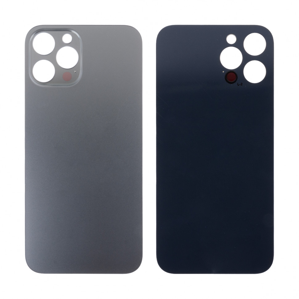Задняя крышка для iPhone 12 Pro Max Серый (стекло, широкий вырез под камеру, логотип) - Премиум