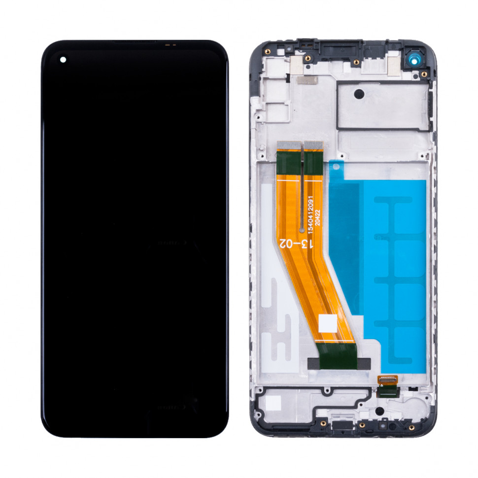 Дисплей с рамкой для Samsung M115F (M11) Черный Оригинал Ref. (SP)