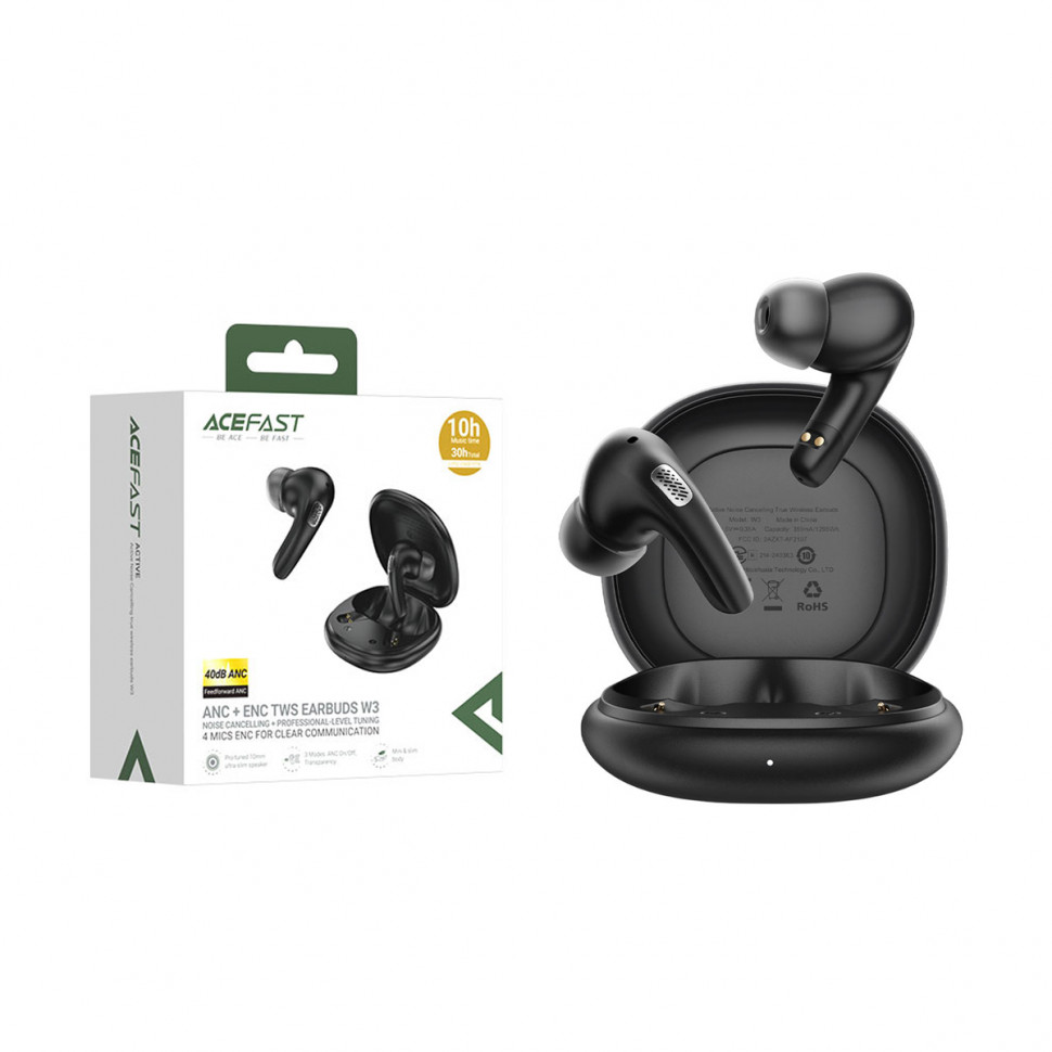 Беспроводные наушники Bluetooth Acefast W3 (TWS, вакуумные, ANC) Черный