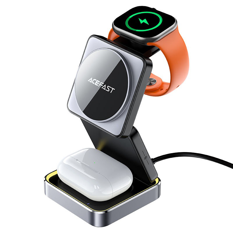Беспроводное ЗУ Acefast E20 (для смартфона + гарнитуры + iWatch) Черный