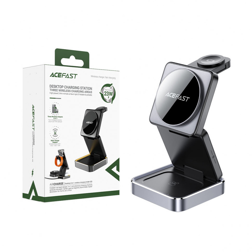 Беспроводное ЗУ Acefast E20 (для смартфона + гарнитуры + iWatch) Черный