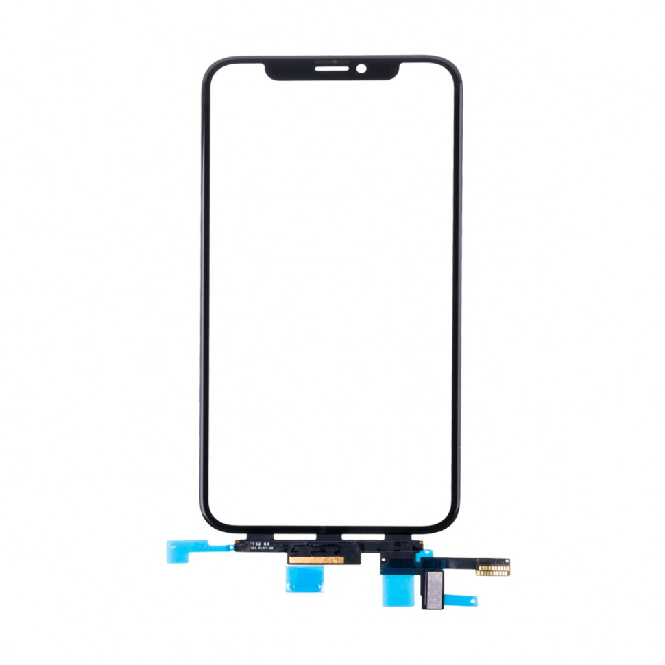 Стекло для iPhone X с OCA пленкой с тачскрином Черный Оригинал (Mitsubishi)