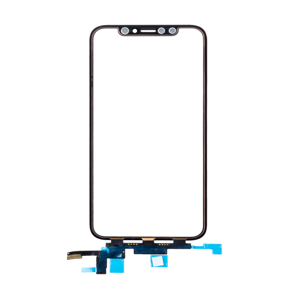 Стекло для iPhone X с OCA пленкой с тачскрином Черный Оригинал (Mitsubishi)