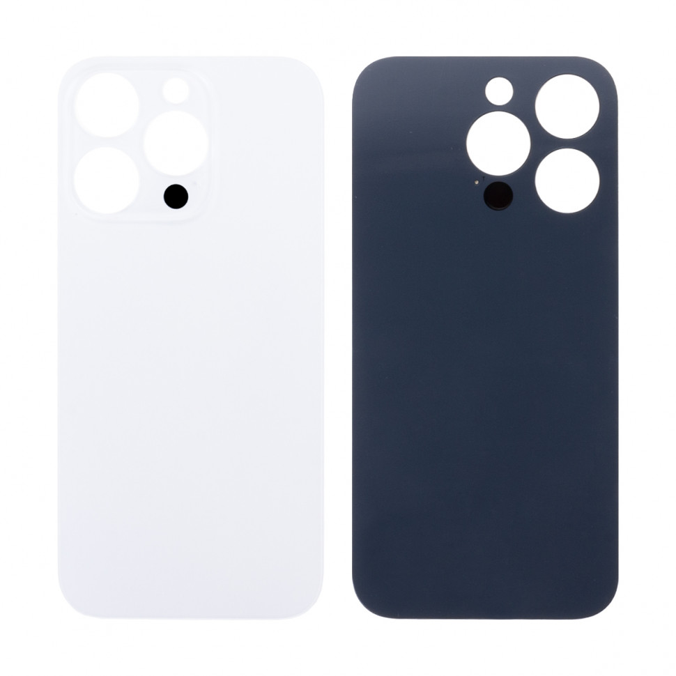 Задняя крышка для iPhone 14 Pro Белый (стекло, широкий вырез под камеру, логотип) - Премиум
