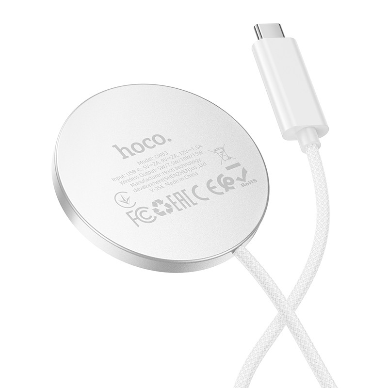 Беспроводное ЗУ Hoco CW63 (15W, быстрая зарядка, Qi2) Белый