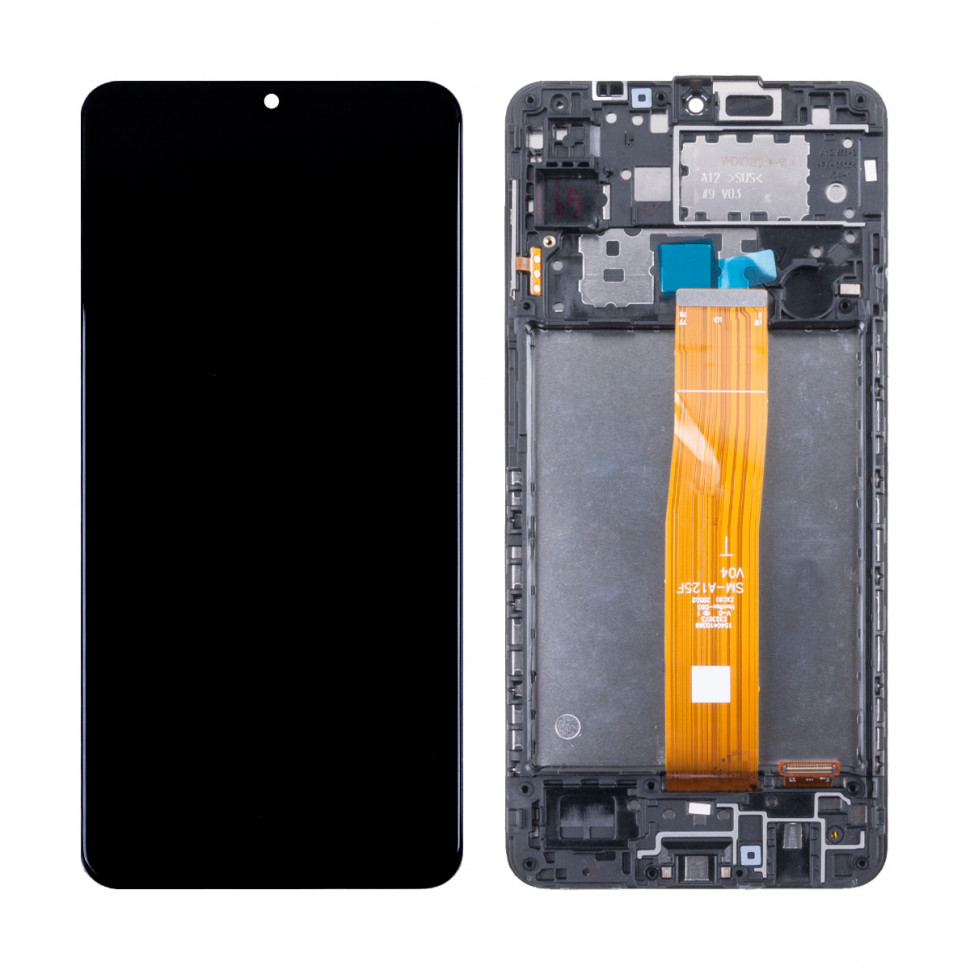 Дисплей с рамкой для Samsung A125F (A12) Черный Оригинал Ref. (SP)