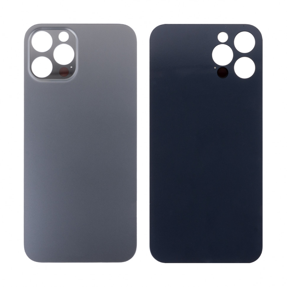 Задняя крышка для iPhone 12 Pro Серый (стекло, широкий вырез под камеру, логотип) - Премиум