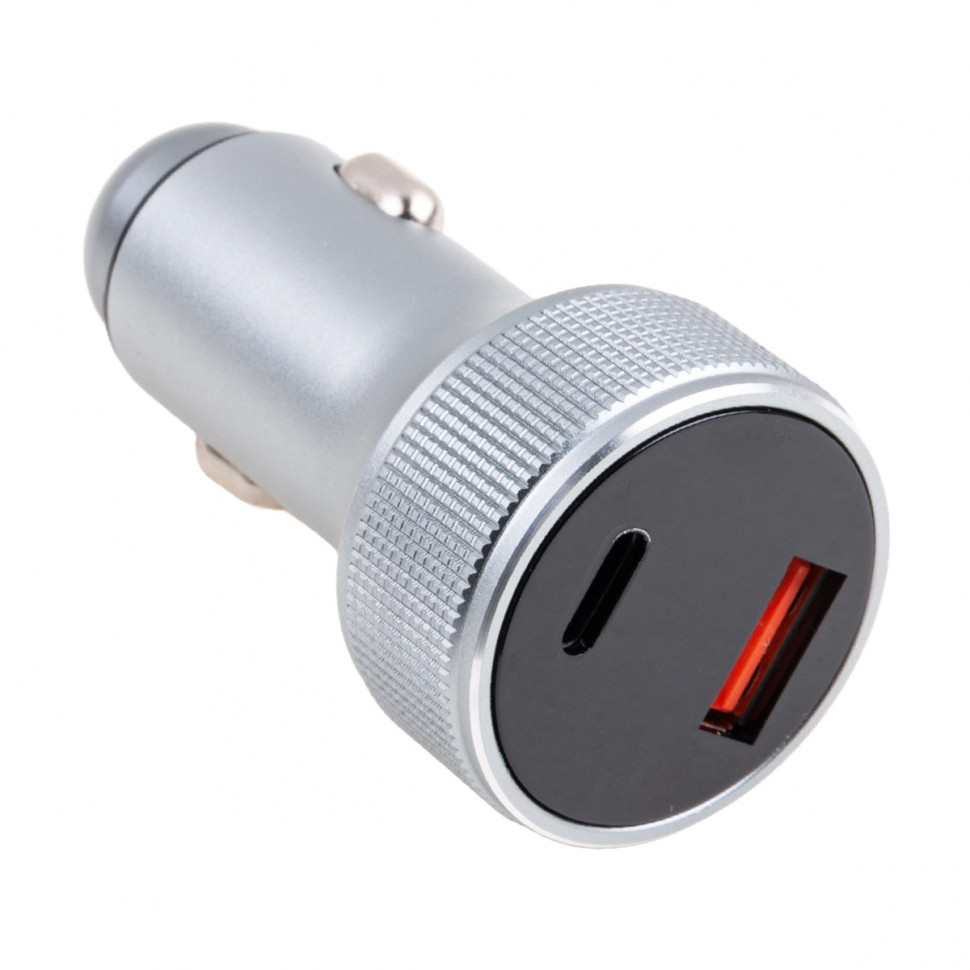 Автомобильное зарядное устройство USB/Type-C YU54W (54W, QC3.0, PD, SuperVOOC, FlashCharge, 1Type-C, 1USB) Серый