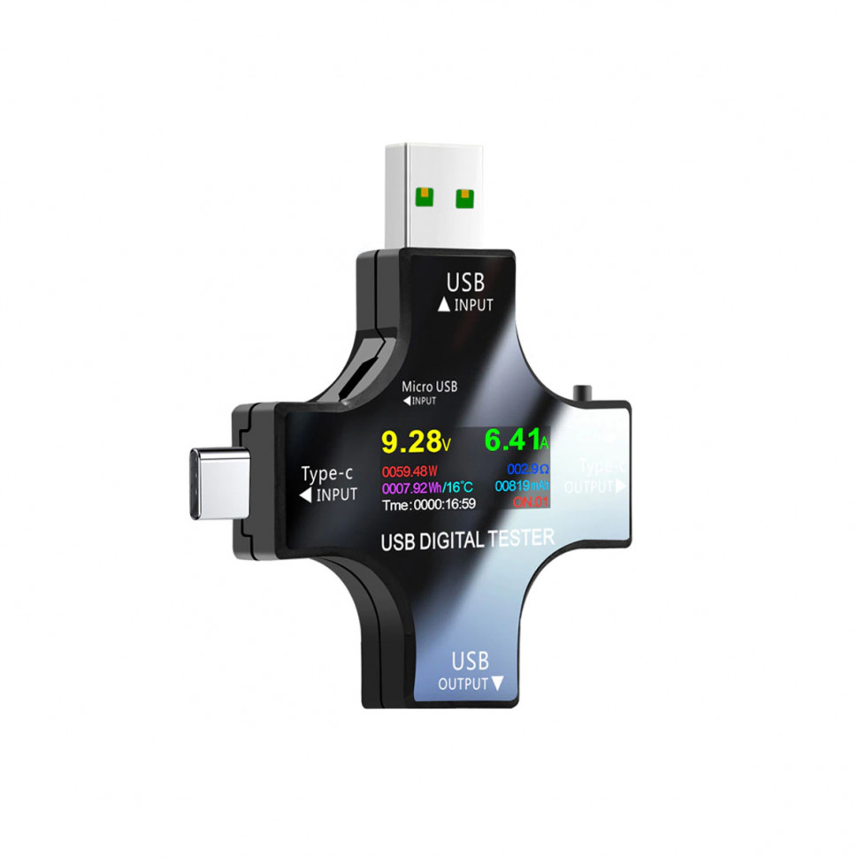 Тестер зарядного устройства многофункциональный 12 в 1 (USB - USB/Type-C/Micro)