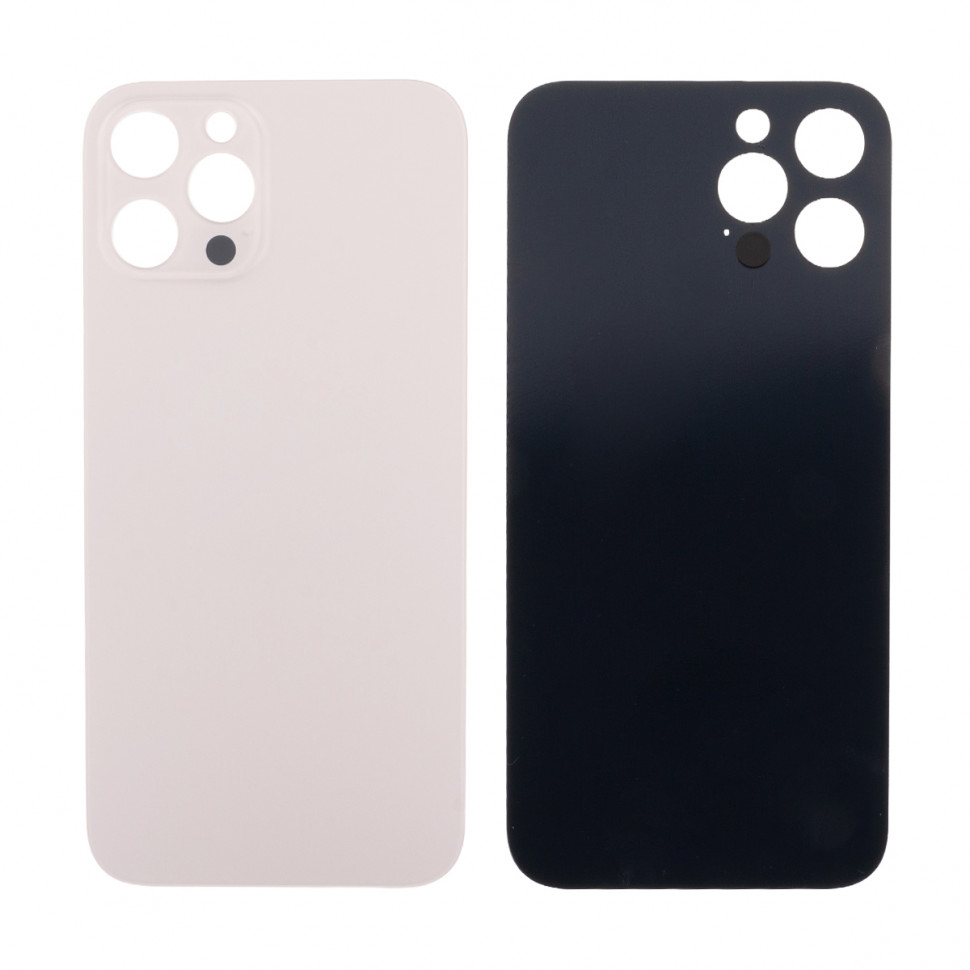 Задняя крышка для iPhone 12 Pro Max Золото (стекло, узкий вырез под камеру, логотип) - Премиум
