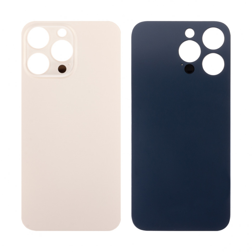 Задняя крышка для iPhone 14 Pro Max Золото (стекло, широкий вырез под камеру, логотип) - Премиум