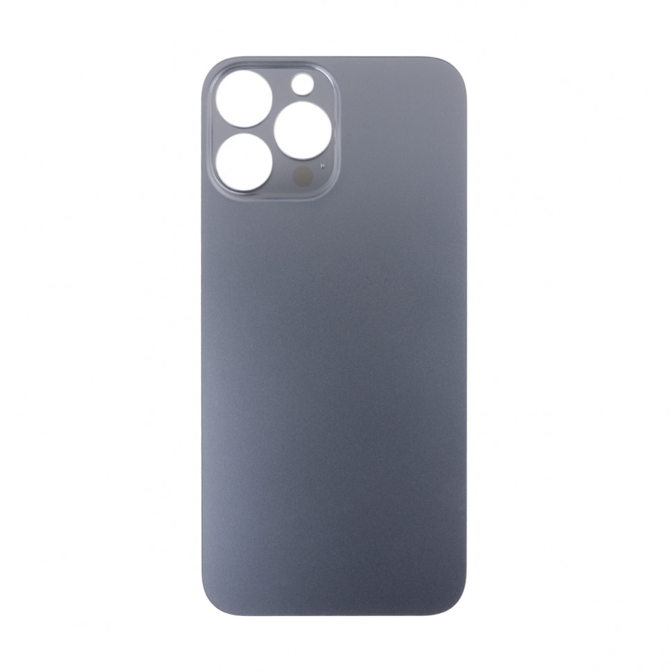 Задняя крышка для iPhone 13 Pro Max Серый (стекло, широкий вырез под камеру, логотип) - Премиум