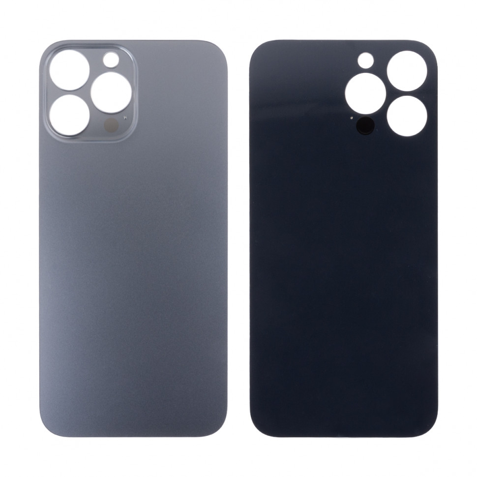Задняя крышка для iPhone 13 Pro Max Серый (стекло, широкий вырез под камеру, логотип) - Премиум