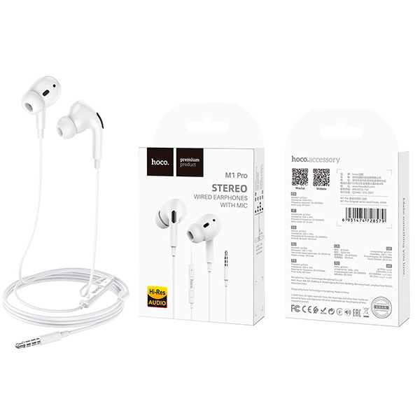 Гарнитура "3,5 мм" Jack Hoco M1 Pro (вакуумные) Белый