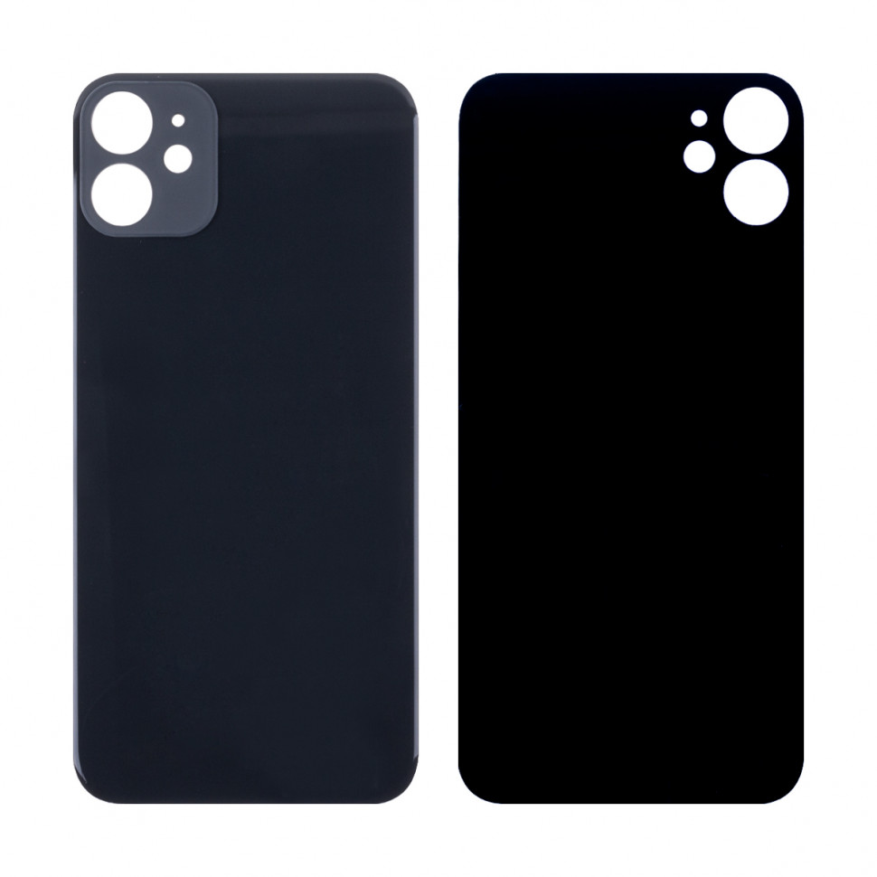 Задняя крышка для iPhone 11 Черный (стекло, широкий вырез под камеру, логотип)