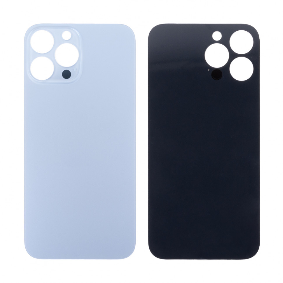 Задняя крышка для iPhone 13 Pro Max Голубой (стекло, широкий вырез под камеру, логотип) - Премиум