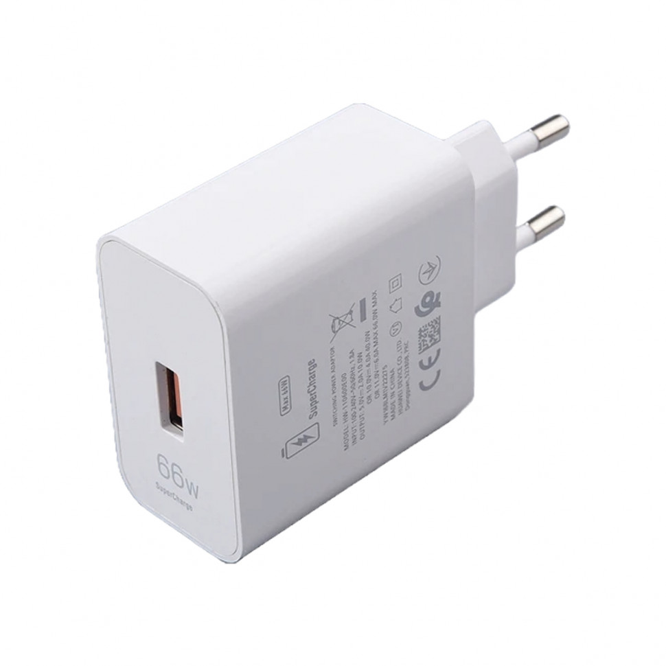 СЗУ USB для Huawei SuperCharger (66W, QC3.0, кабель Type-C) Белый
