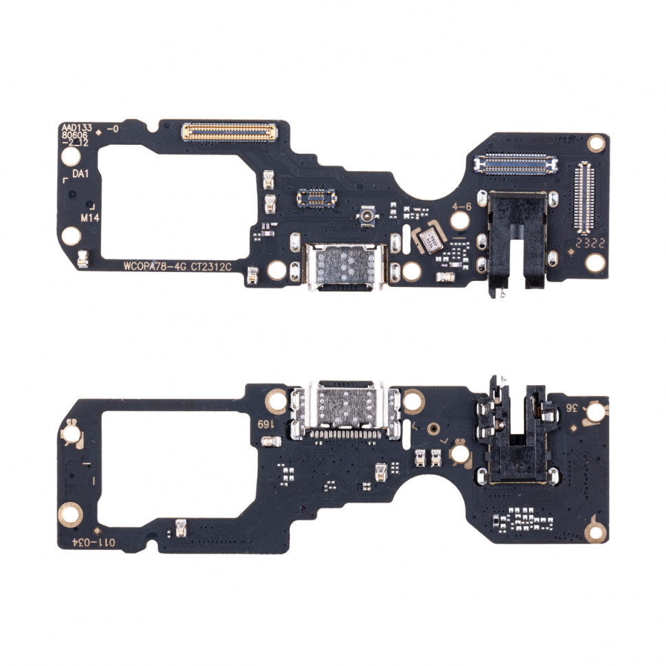 Шлейф для OPPO A78 4G плата на системный разъем/разъем гарнитуры/микрофон