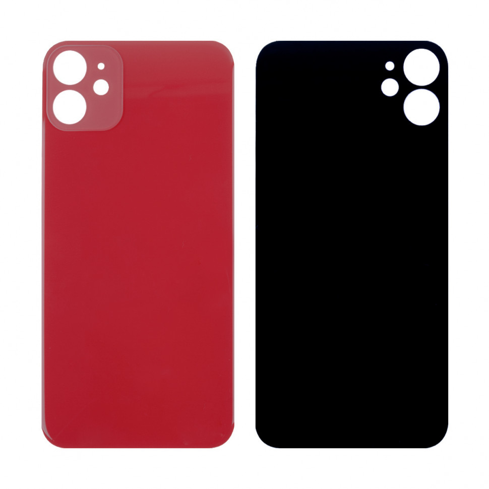 Задняя крышка для iPhone 11 Красный (стекло, широкий вырез под камеру, логотип)