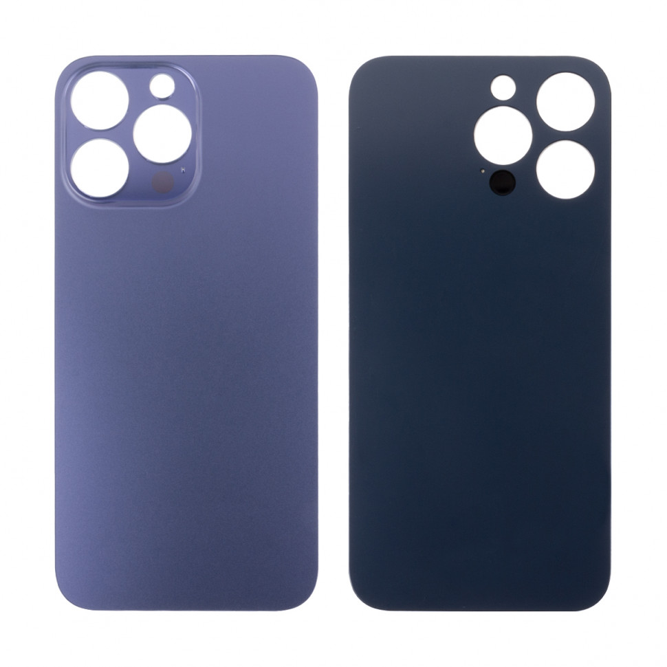 Задняя крышка для iPhone 14 Pro Max Темно-фиолетовый (стекло, широкий вырез, логотип) - Премиум