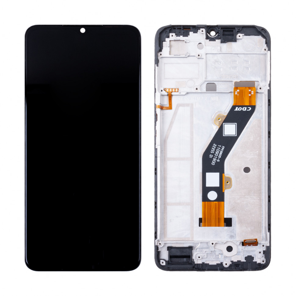 Дисплей с рамкой для Tecno Spark 10C Черный Оригинал