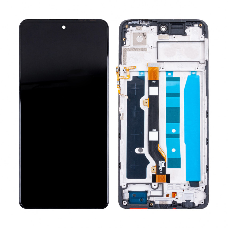 Дисплей с рамкой для Tecno Spark 20 Pro Черный Оригинал