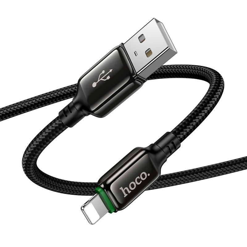 Кабель USB - Lightning Hoco X127 (12W, оплетка нейлон) Черный