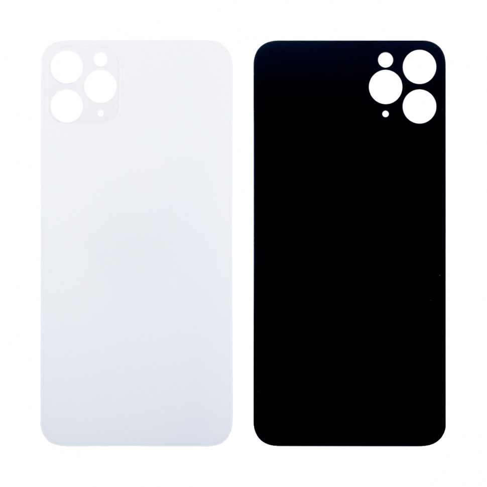 Задняя крышка для iPhone 11 Pro Max Белый (стекло, широкий вырез под камеру, логотип)