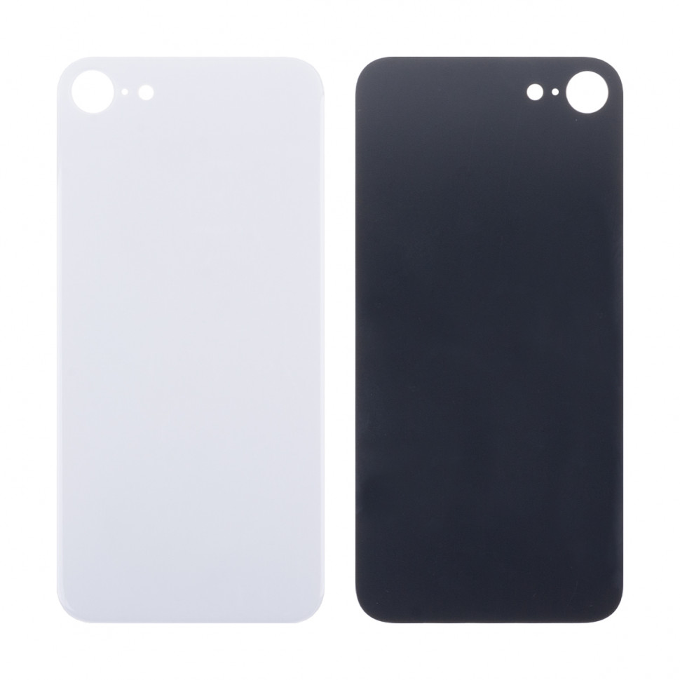 Задняя крышка для iPhone 8 Белый (стекло, широкий вырез под камеру, логотип) - Премиум