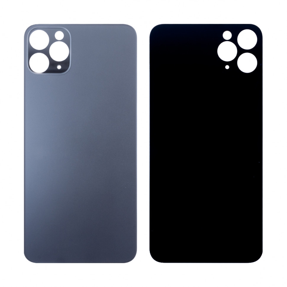 Задняя крышка для iPhone 11 Pro Max Серый (стекло, широкий вырез под камеру, логотип)