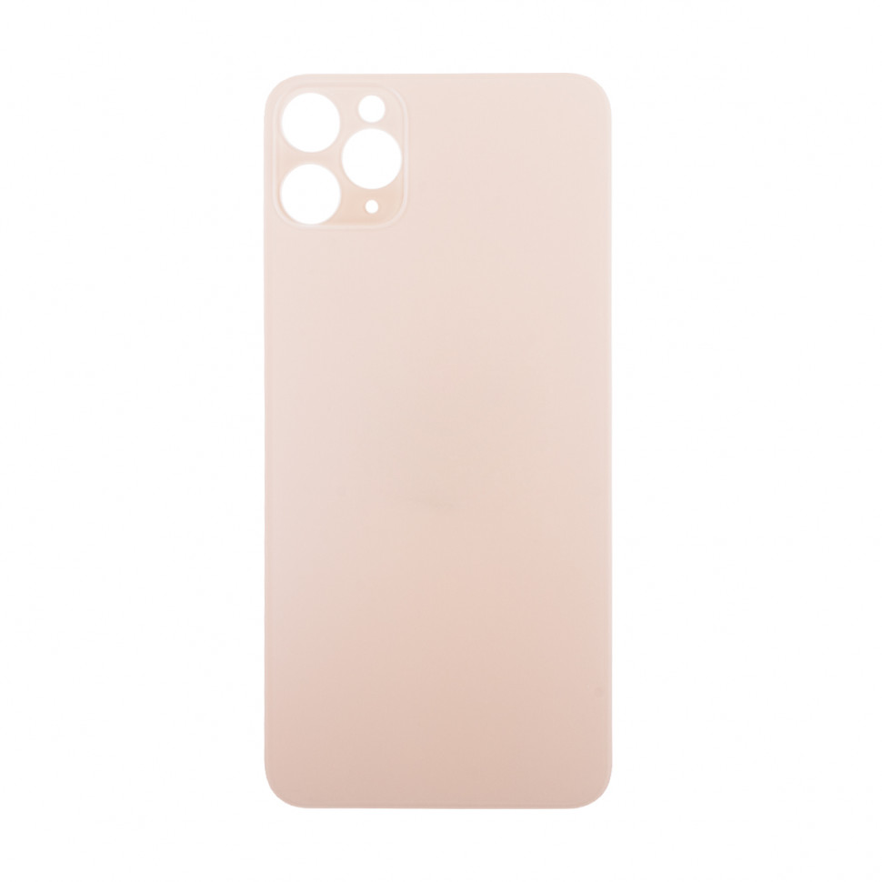 Задняя крышка для iPhone 11 Pro Max Золото (стекло, широкий вырез под камеру, логотип)