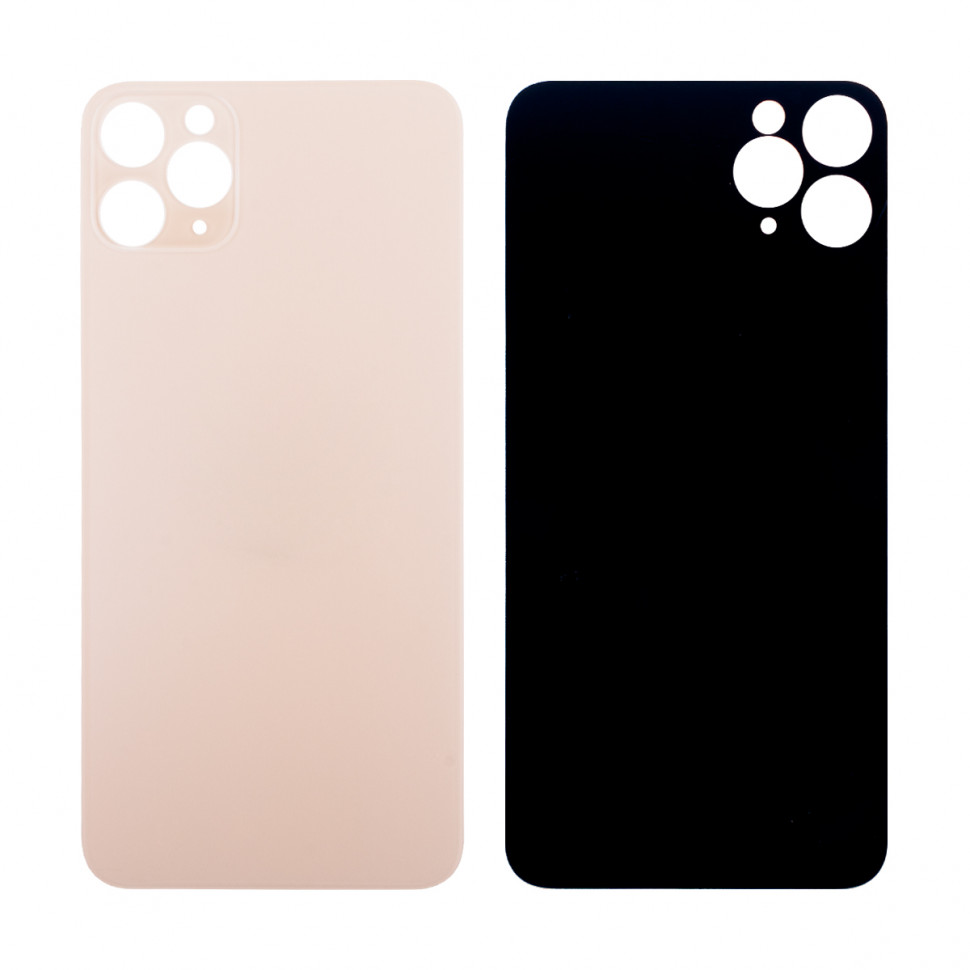 Задняя крышка для iPhone 11 Pro Max Золото (стекло, широкий вырез под камеру, логотип)