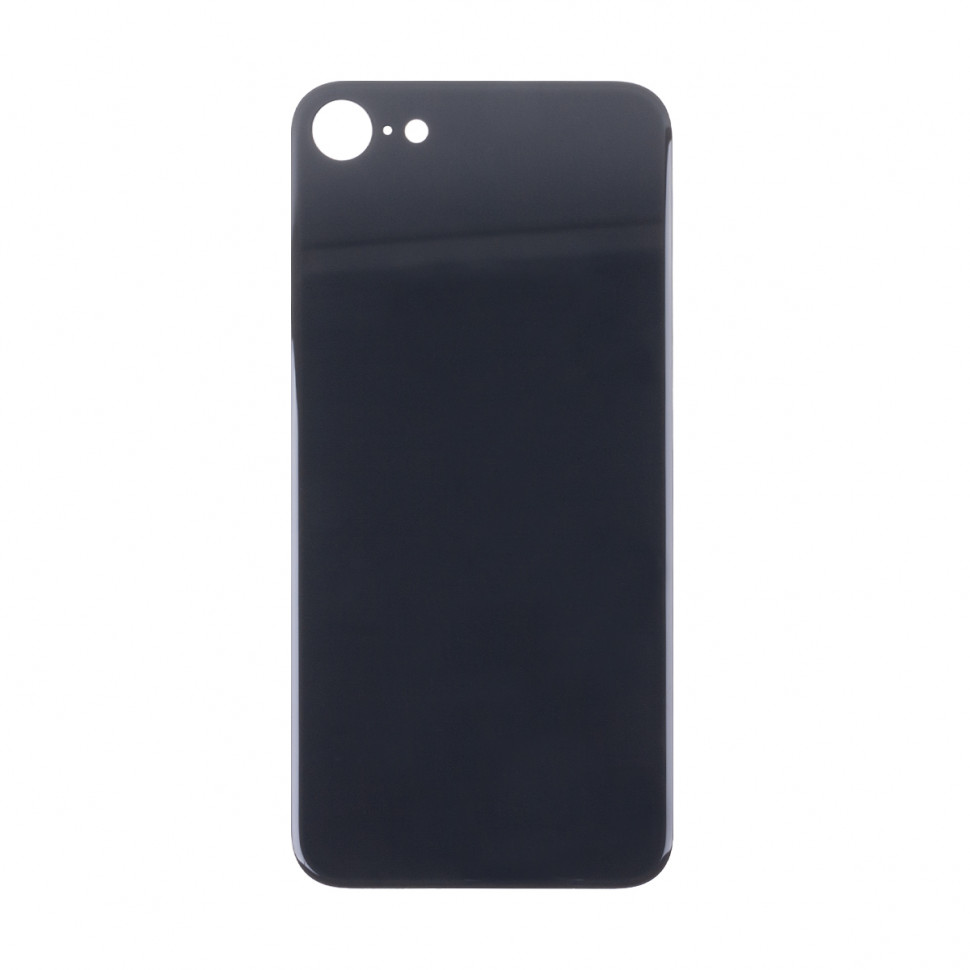 Задняя крышка для iPhone 8 Черный (стекло, широкий вырез под камеру, логотип) - Премиум