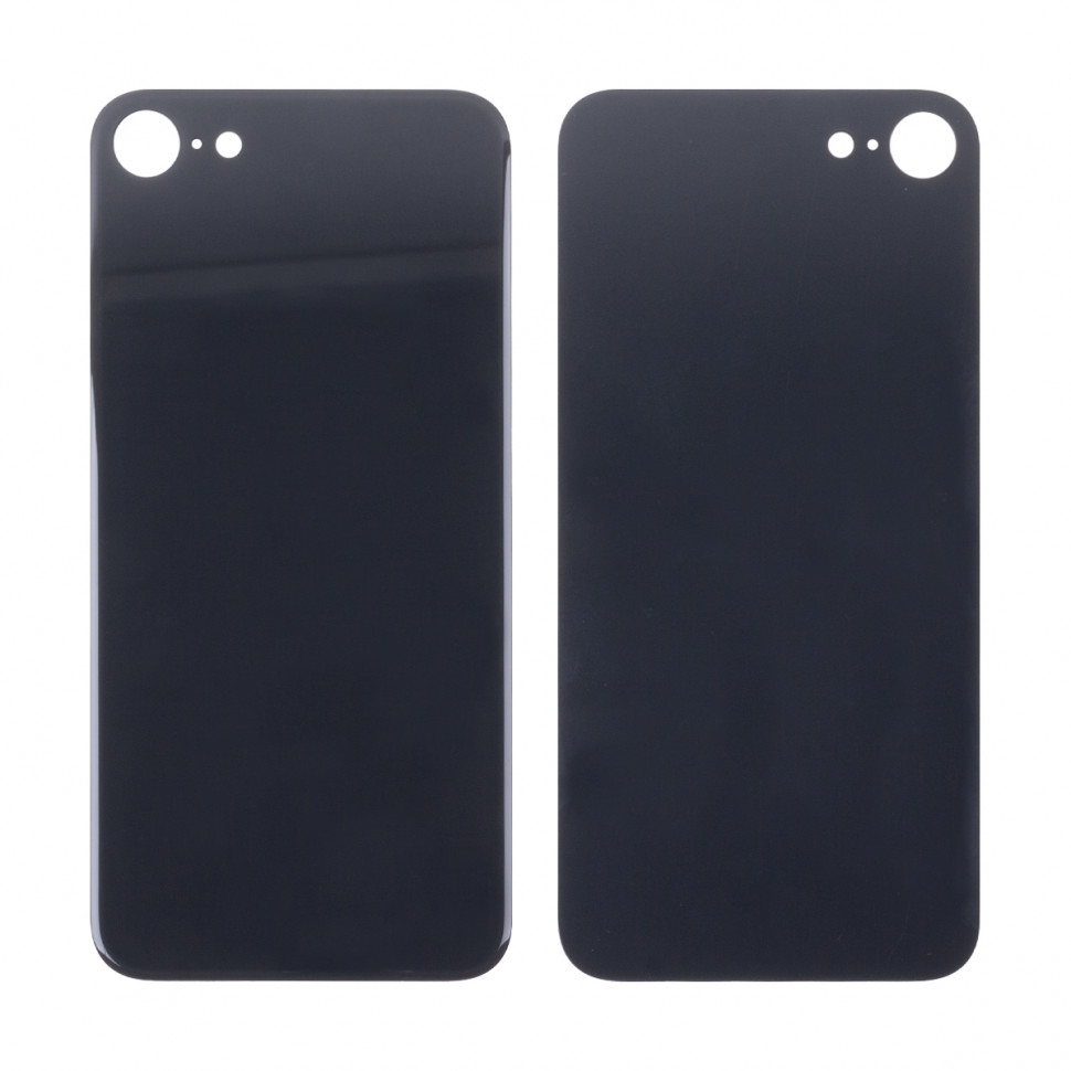 Задняя крышка для iPhone 8 Черный (стекло, широкий вырез под камеру, логотип) - Премиум