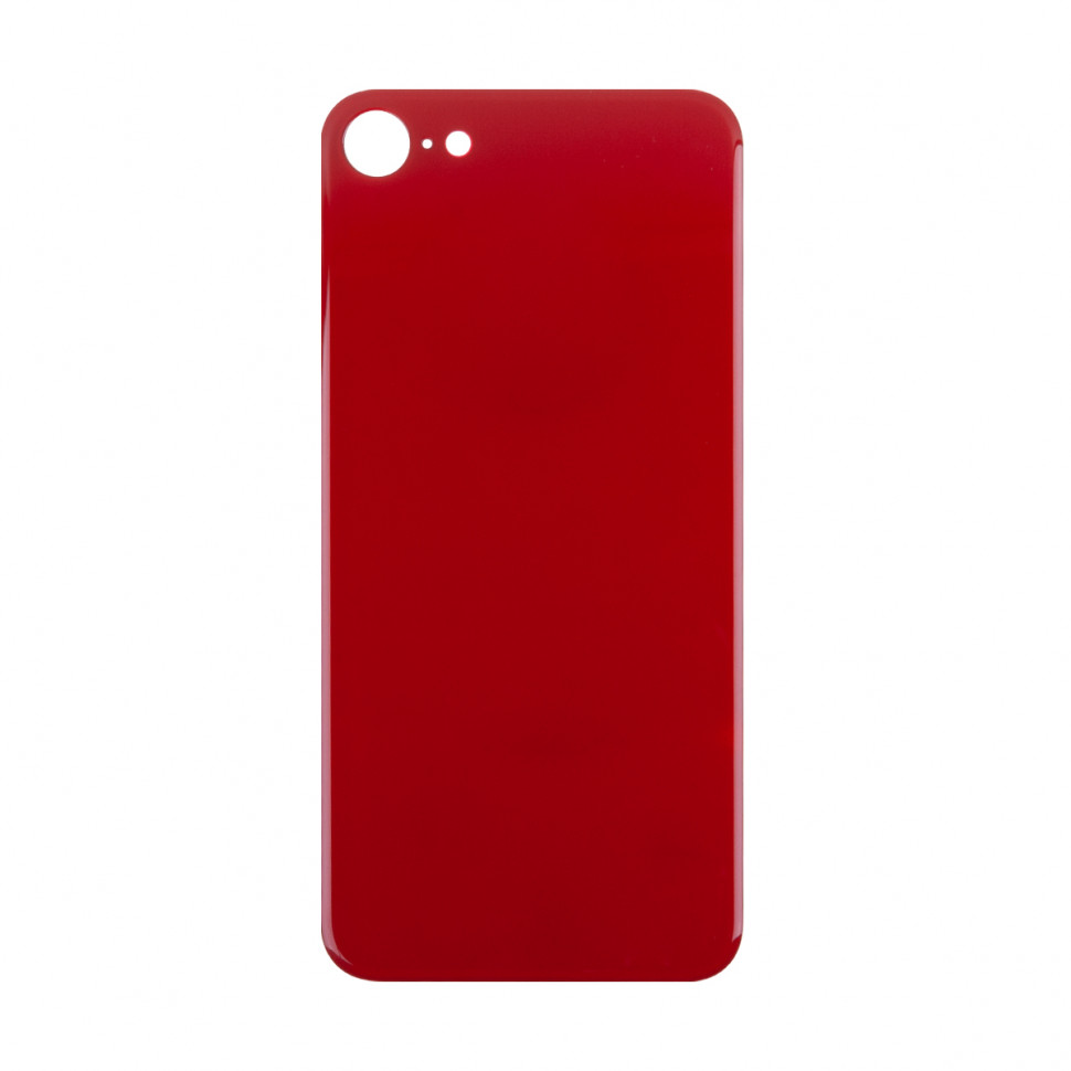 Задняя крышка для iPhone 8 Красный (стекло, широкий вырез под камеру, логотип) - Премиум
