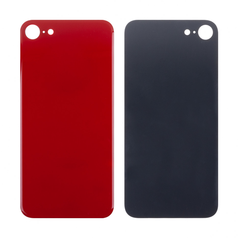 Задняя крышка для iPhone 8 Красный (стекло, широкий вырез под камеру, логотип) - Премиум