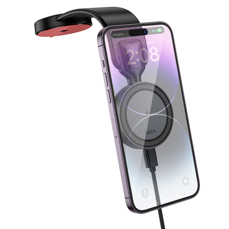 Авто держатель Hoco HW29 (MagSafe 15W, на приборную панель) Черный
