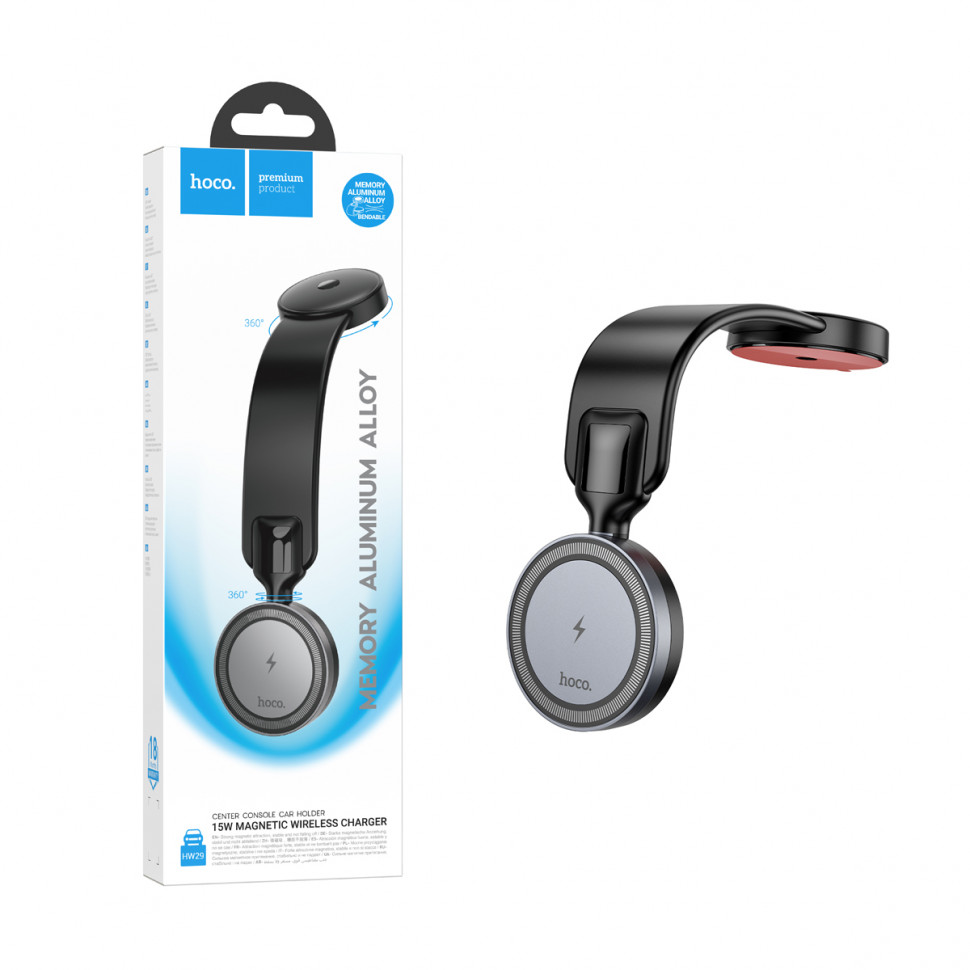 Авто держатель Hoco HW29 (MagSafe 15W, на приборную панель) Черный