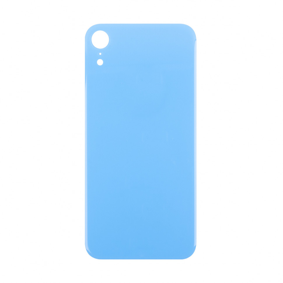 Задняя крышка для iPhone Xr Голубой (стекло, широкий вырез под камеру, логотип) - Премиум