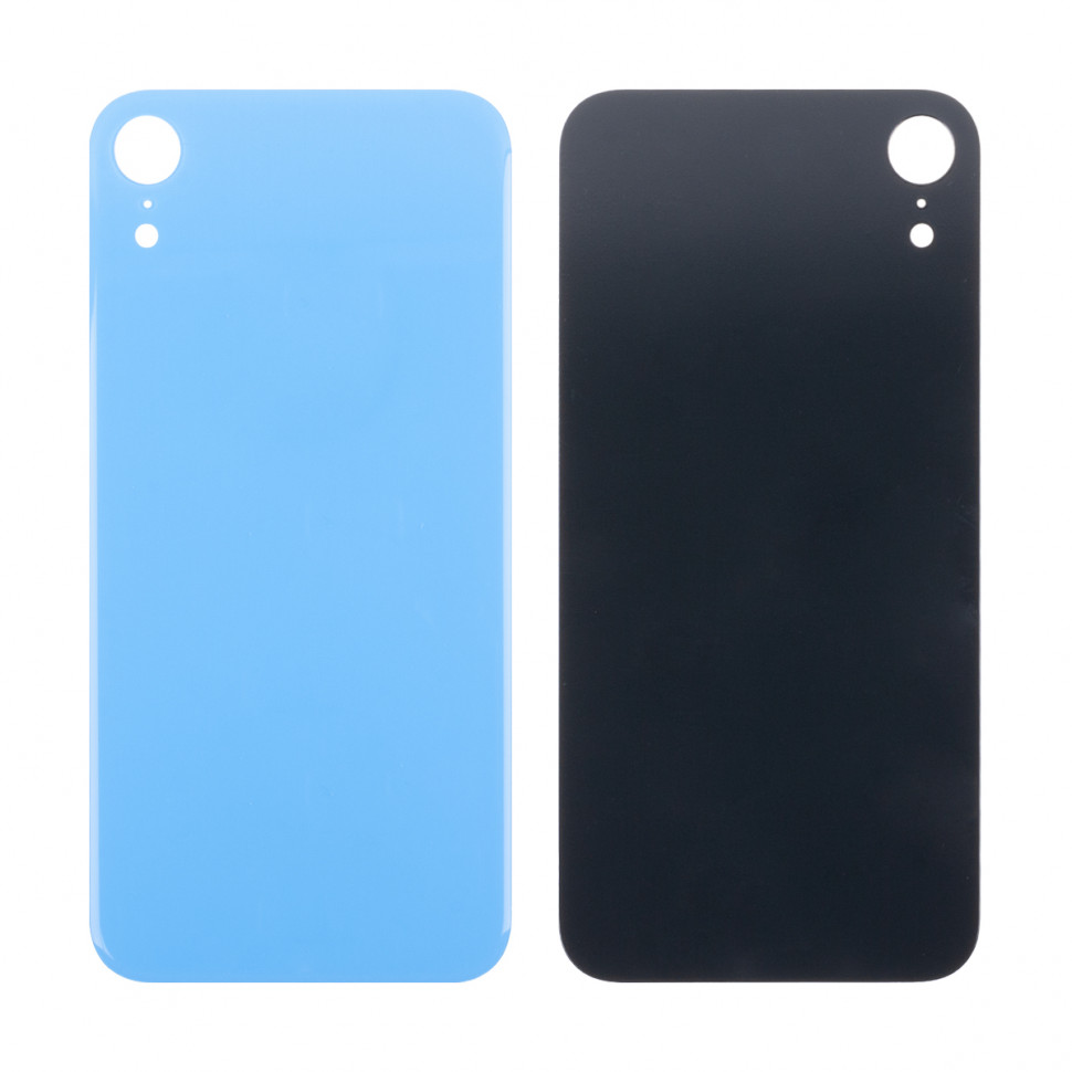 Задняя крышка для iPhone Xr Голубой (стекло, широкий вырез под камеру, логотип) - Премиум