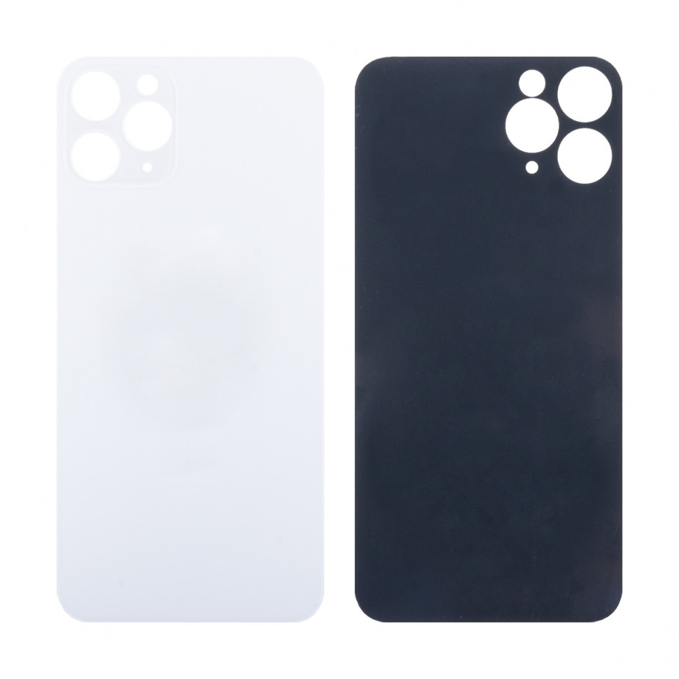 Задняя крышка для iPhone 11 Pro Белый (стекло, широкий вырез под камеру, логотип)
