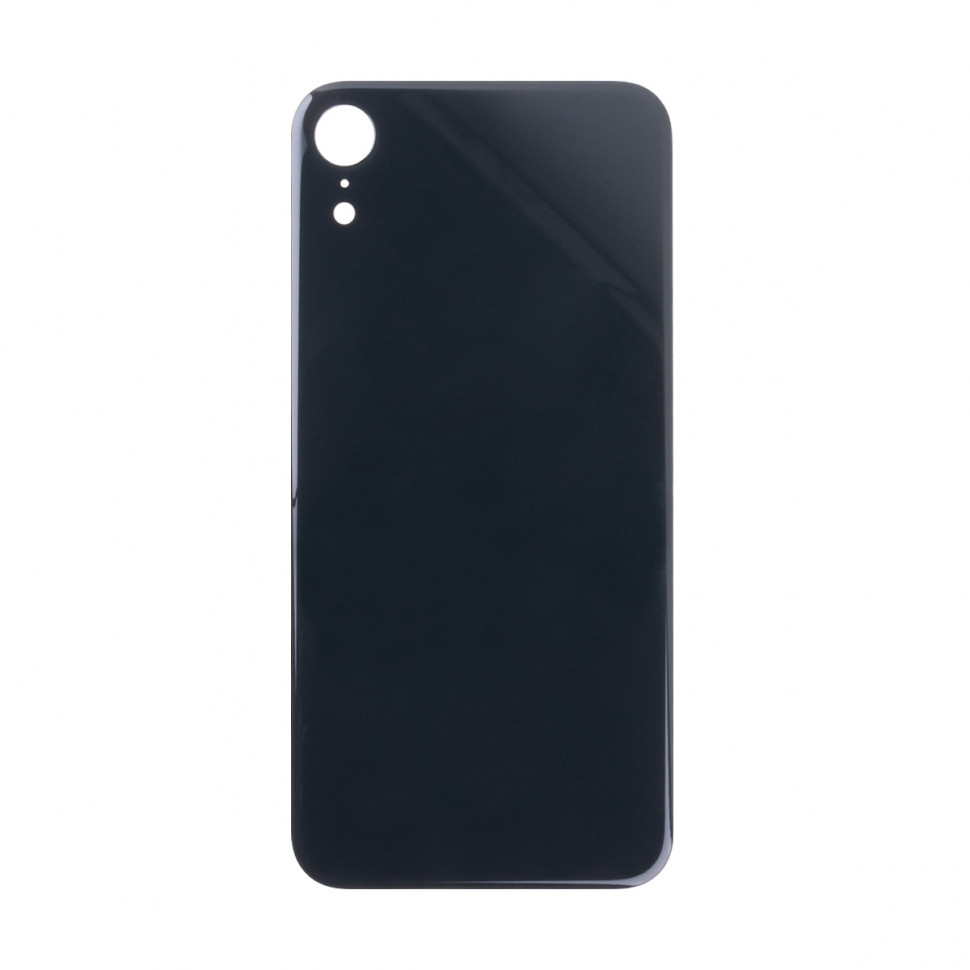 Задняя крышка для iPhone Xr Черный (стекло, широкий вырез под камеру, логотип) - Премиум