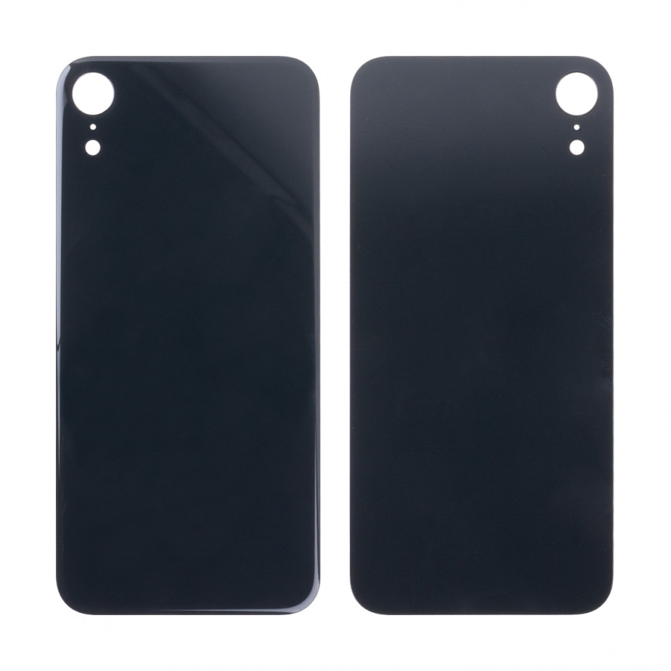 Задняя крышка для iPhone Xr Черный (стекло, широкий вырез под камеру, логотип) - Премиум