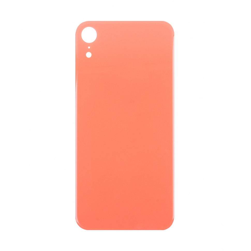 Задняя крышка для iPhone Xr Коралловый (стекло, широкий вырез под камеру, логотип) - Премиум