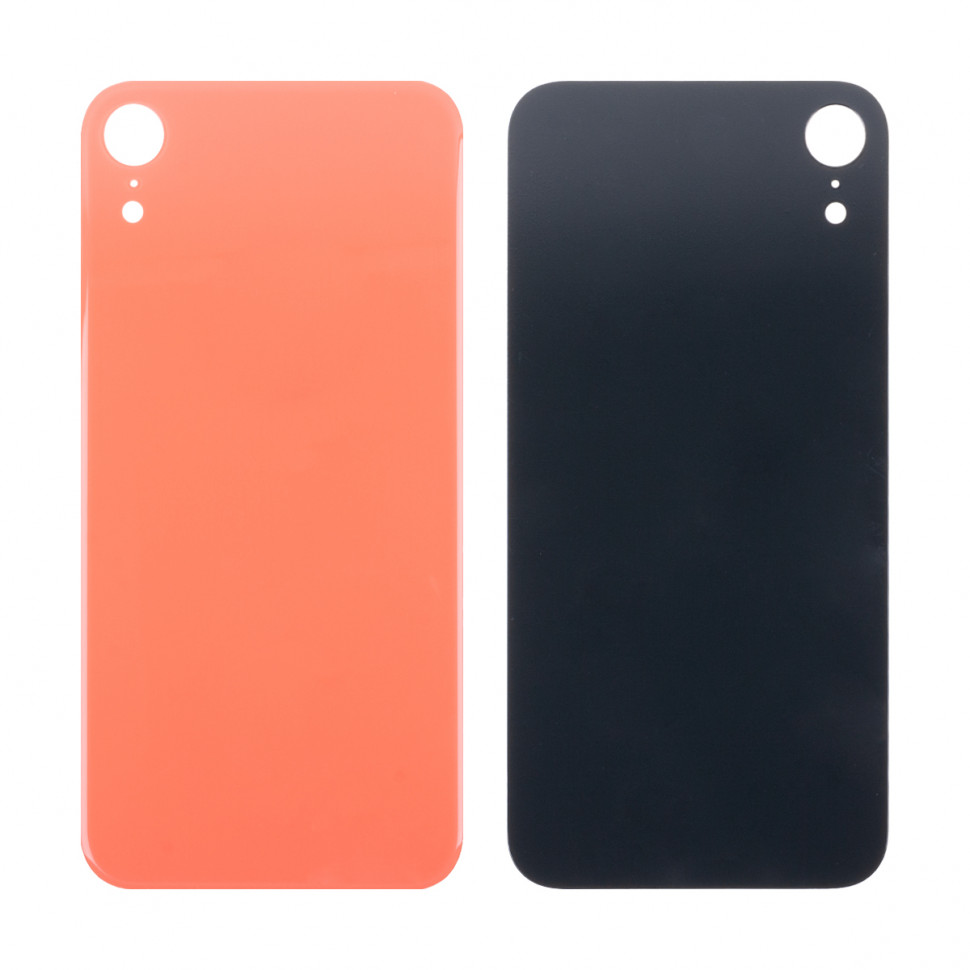 Задняя крышка для iPhone Xr Коралловый (стекло, широкий вырез под камеру, логотип) - Премиум