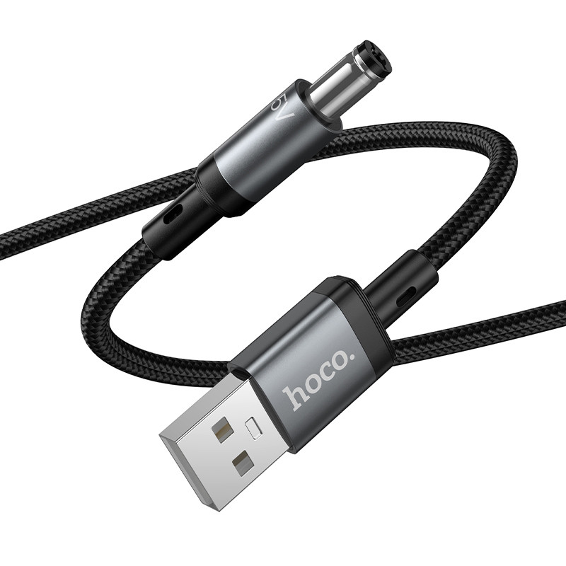 Кабель USB - DC 5.5 Hoco X129 (оплетка нейлон, 1 м) Черный