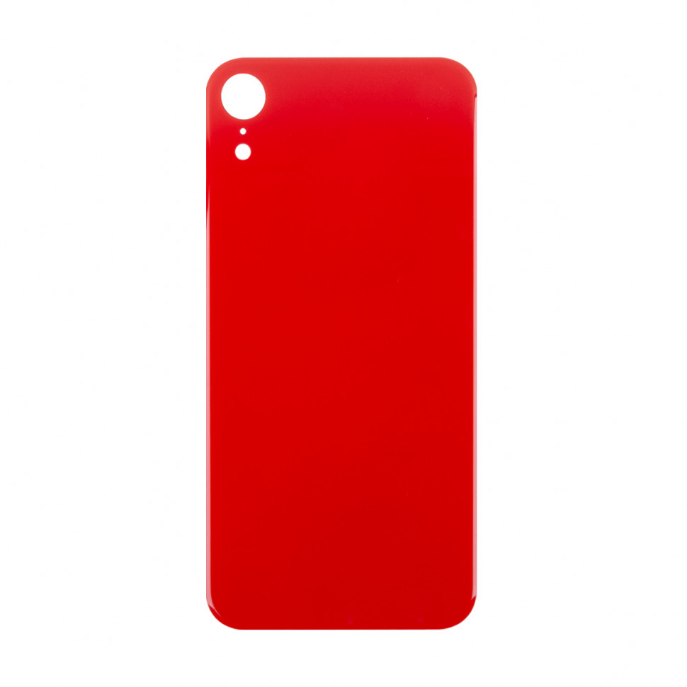 Задняя крышка для iPhone Xr Красный (стекло, широкий вырез под камеру, логотип) - Премиум