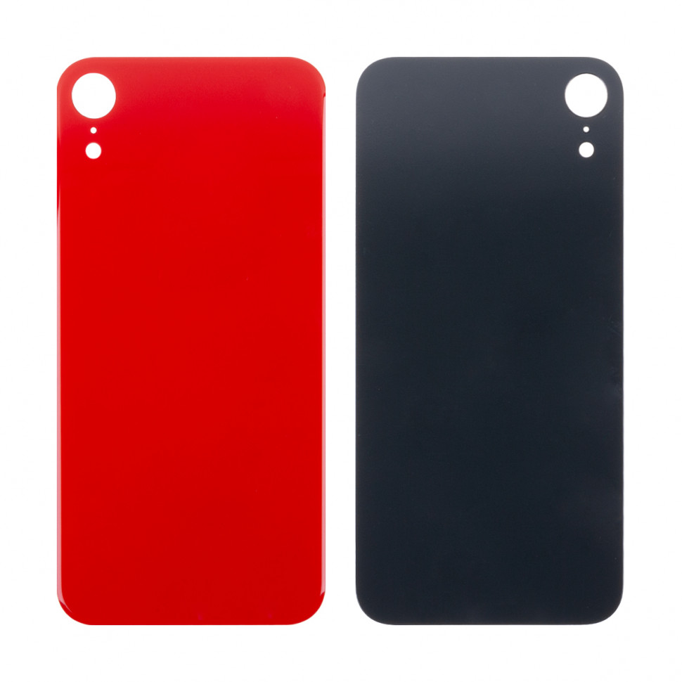 Задняя крышка для iPhone Xr Красный (стекло, широкий вырез под камеру, логотип) - Премиум