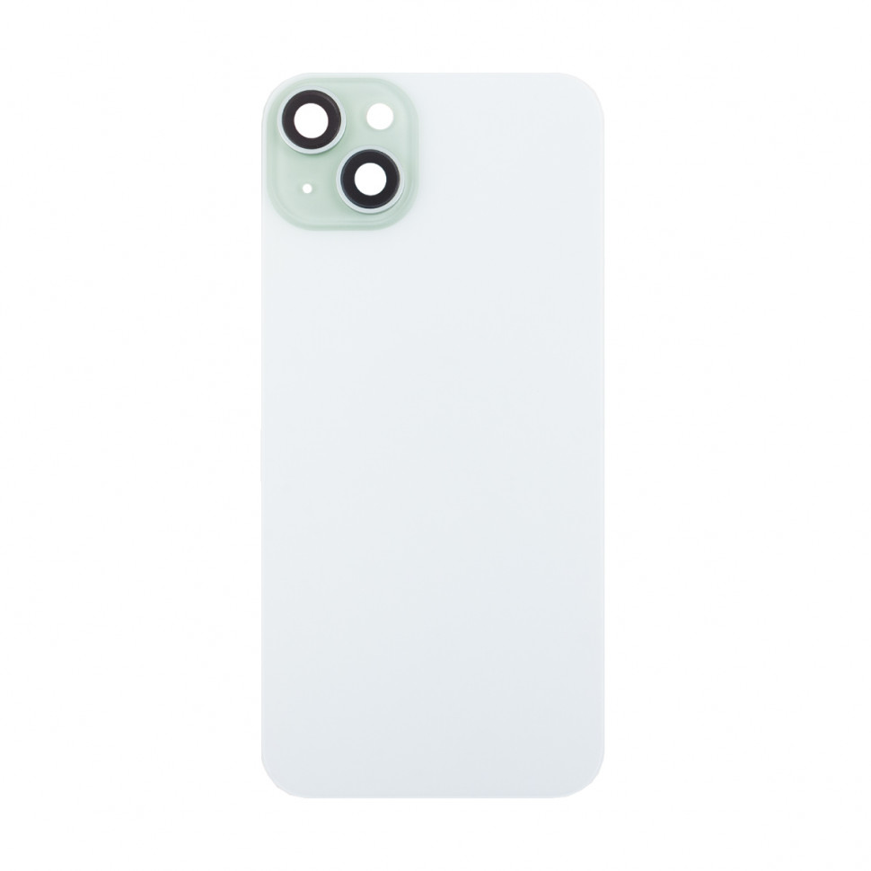 Задняя крышка для iPhone 15 Plus в сборе со стеклом камеры Зеленый (стекло, логотип) - Премиум